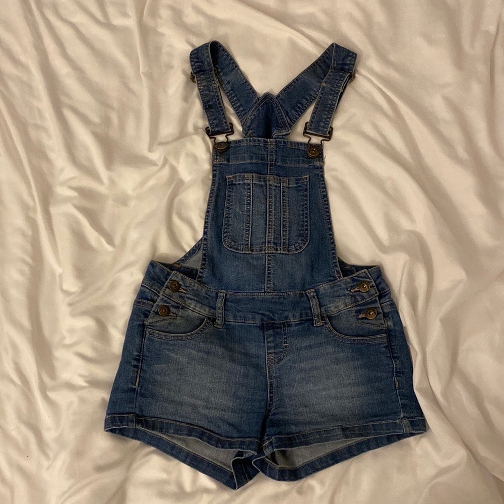 Denim short overalls
